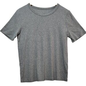 A New Day Womens Ribbed Short Sleeve Crewneck T-Shirt Heather Gray XL F00300592